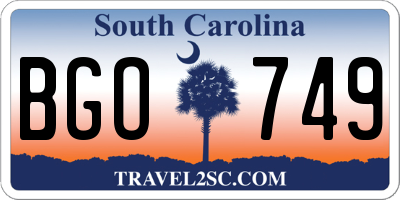 SC license plate BGO749