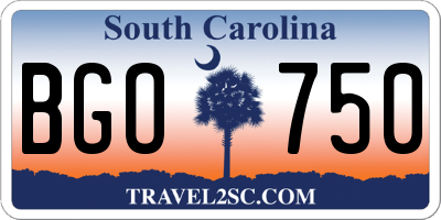 SC license plate BGO750