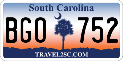 SC license plate BGO752
