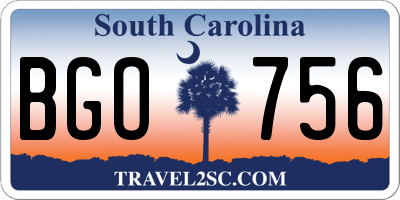 SC license plate BGO756