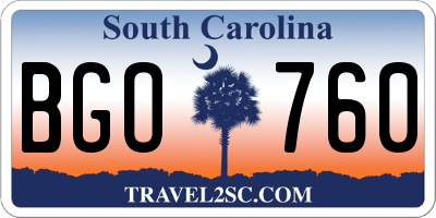SC license plate BGO760