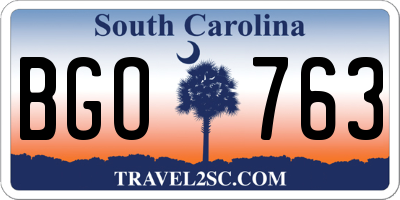SC license plate BGO763