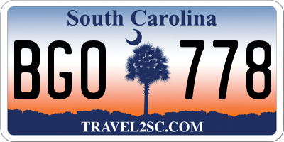 SC license plate BGO778