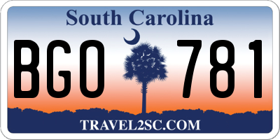 SC license plate BGO781