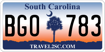 SC license plate BGO783