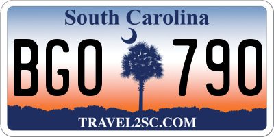 SC license plate BGO790