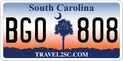 SC license plate BGO808