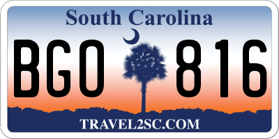 SC license plate BGO816