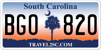 SC license plate BGO820