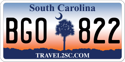 SC license plate BGO822