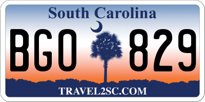 SC license plate BGO829