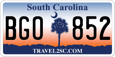 SC license plate BGO852