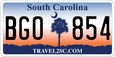 SC license plate BGO854