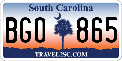 SC license plate BGO865