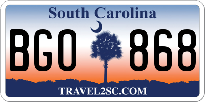 SC license plate BGO868