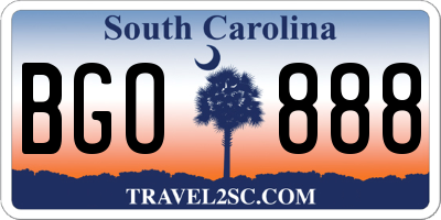 SC license plate BGO888