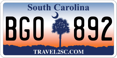 SC license plate BGO892
