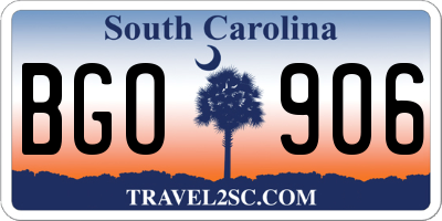 SC license plate BGO906