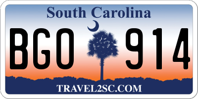 SC license plate BGO914