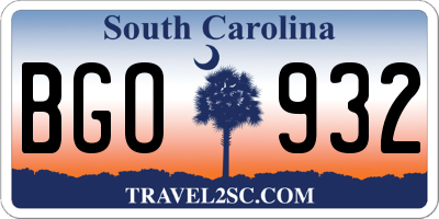 SC license plate BGO932