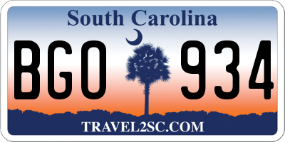 SC license plate BGO934