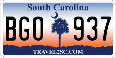 SC license plate BGO937