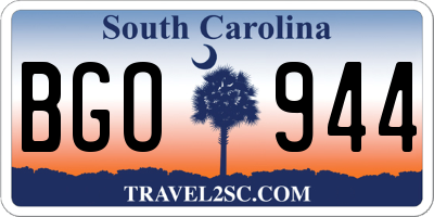 SC license plate BGO944