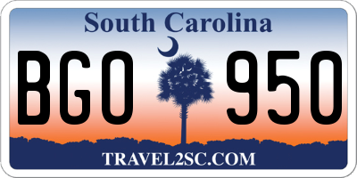 SC license plate BGO950