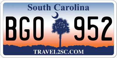 SC license plate BGO952