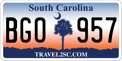 SC license plate BGO957