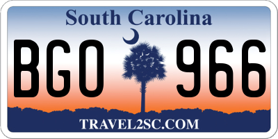 SC license plate BGO966