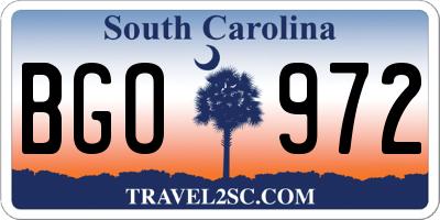 SC license plate BGO972