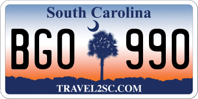 SC license plate BGO990