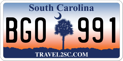 SC license plate BGO991