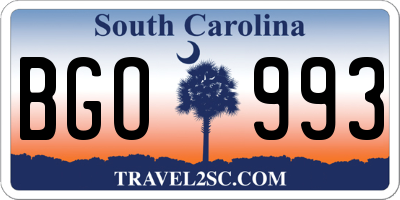SC license plate BGO993