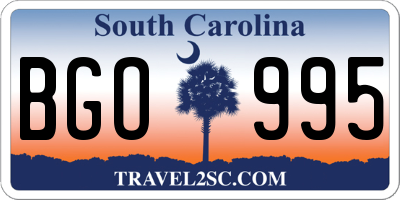 SC license plate BGO995