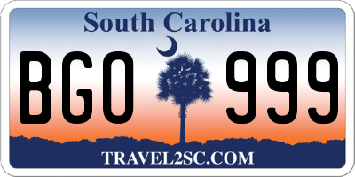 SC license plate BGO999