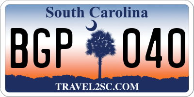 SC license plate BGP040