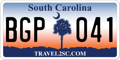 SC license plate BGP041