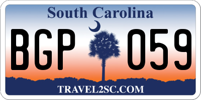 SC license plate BGP059