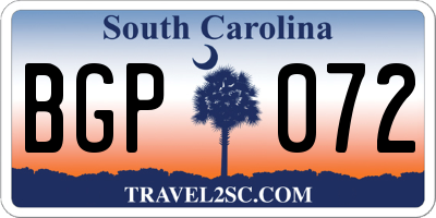 SC license plate BGP072
