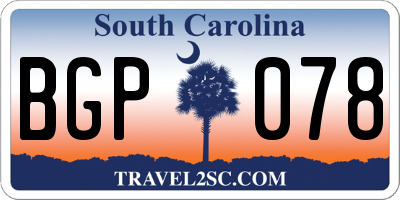 SC license plate BGP078