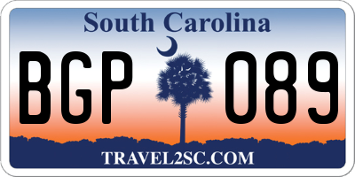 SC license plate BGP089
