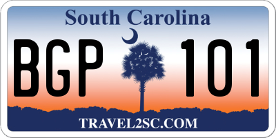 SC license plate BGP101