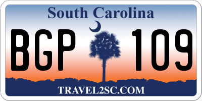 SC license plate BGP109