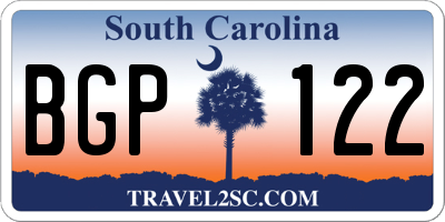 SC license plate BGP122