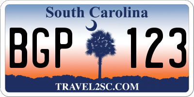 SC license plate BGP123