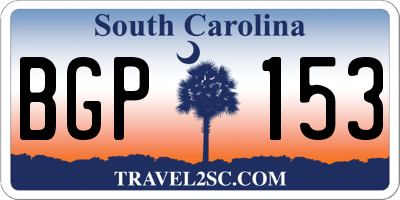 SC license plate BGP153