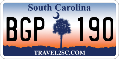 SC license plate BGP190