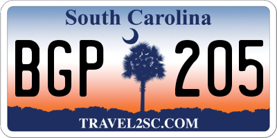 SC license plate BGP205